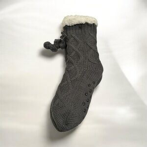 Cozy Gray Knit Women's Slipper Socks
